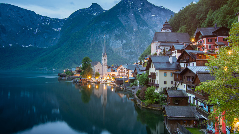 Austria mountain village on lake