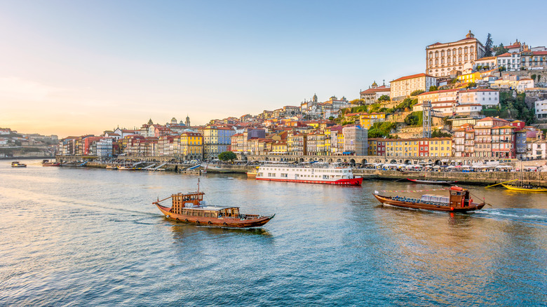 boats and buildings in Porto, Portugal