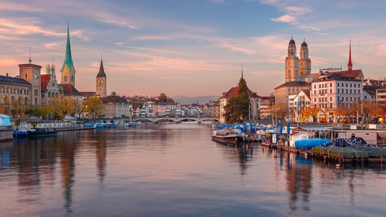 Zurich, Switzerland at sunset