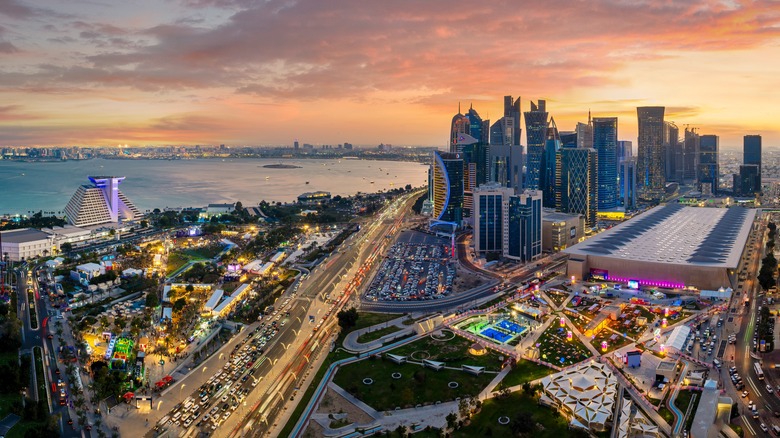 Qatar skyline aerial view