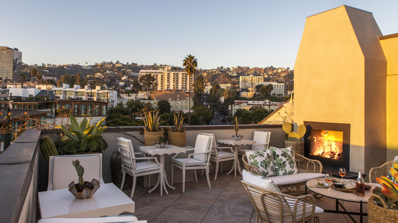 View of the Hollywood Hills from West Hollywood hotel rooftop