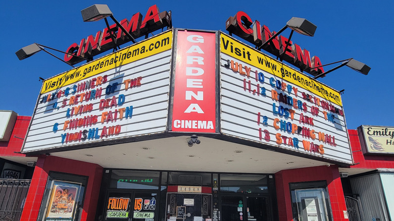 The colorful marquee of Gardena Cinema