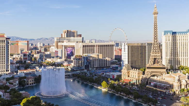 View of Las Vegas landmarks from above