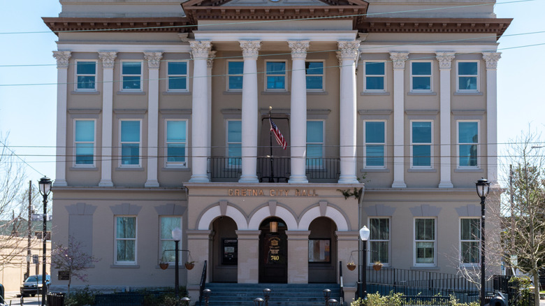 Exterior of historic Gretna City Hall building