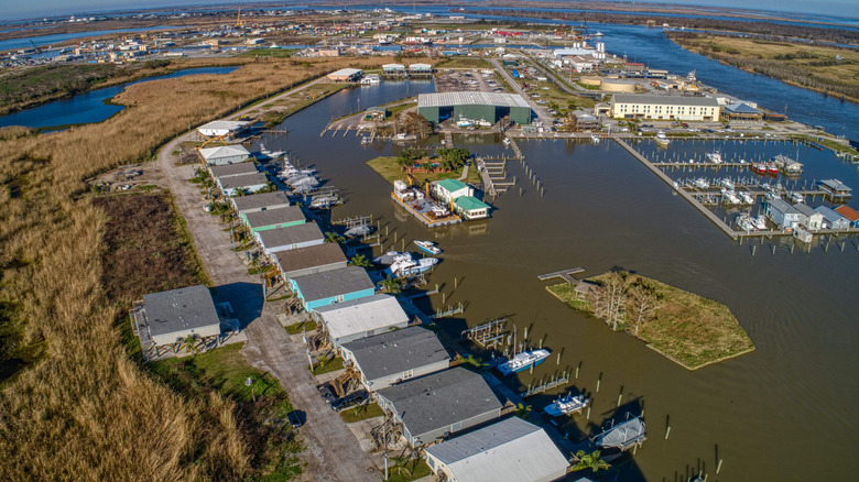 The port city of Venice sitting on the mouth of the Mississippi river