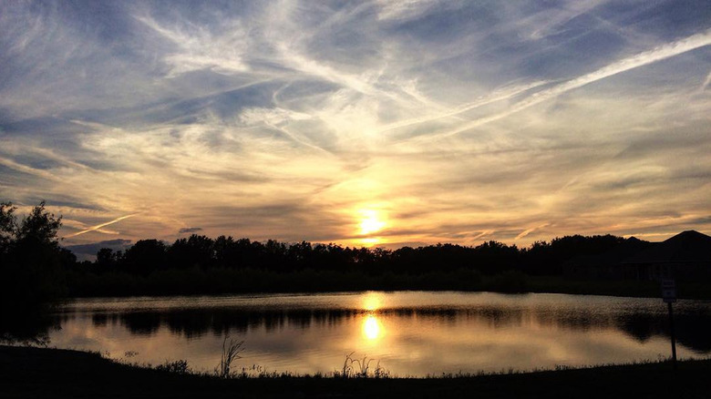 Sunrise over a lake in Youngsville, Louisiana
