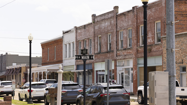 Shops along Main Street in Marksville, Louisiana