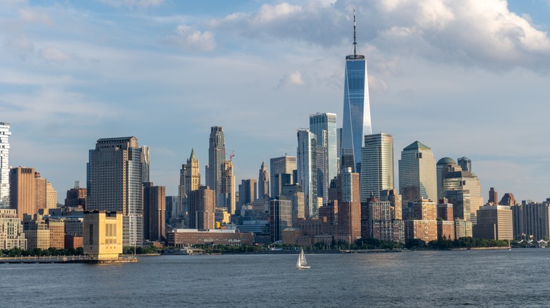 View of Lower Manhattan's skyline from the Hudson River