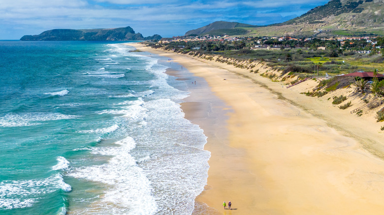 Aerial view of the beach on Porto Santo Island, Portugal