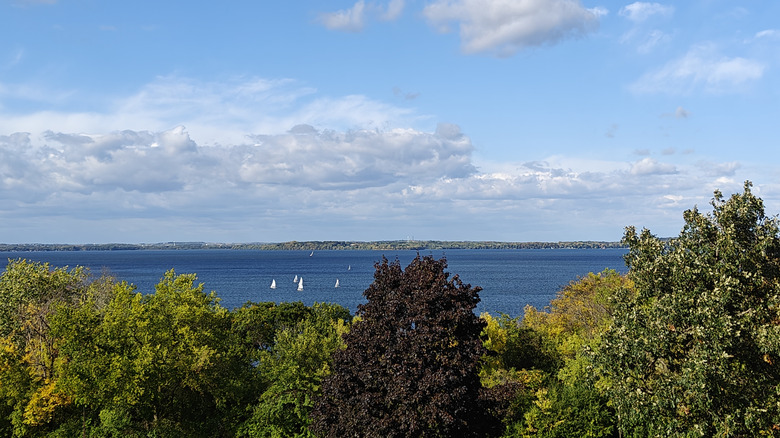 Aerial view over Lake Mendota