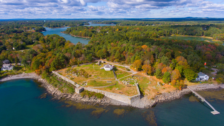 An aerial view of Fort McClary State Historic Site on Kittery Point in Kittery, Maine