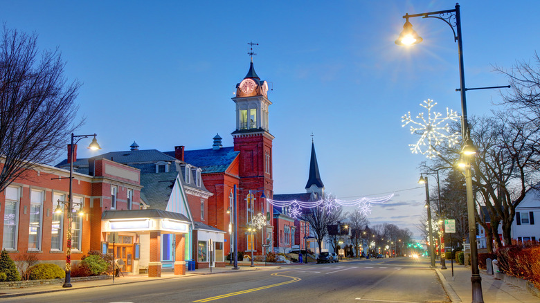 Downtown Saco, Maine, during the holidays