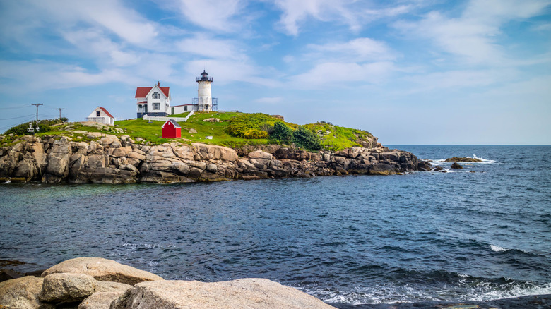 View of Nubble Lighthouse in York, Maine