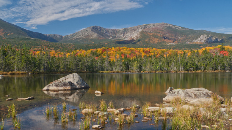 Mount Katahdin and fall colors in Baxter State Park, Maine