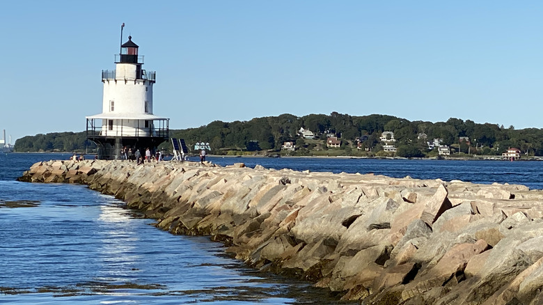 Spring Point Ledge Lighthouse on clear day