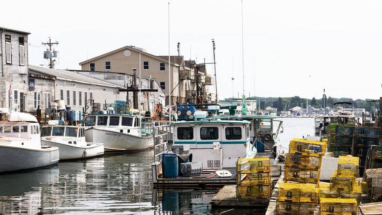 Boats docked in South Portland, Maine