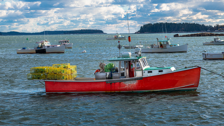 Fishing boat in the water off of Stonington.
