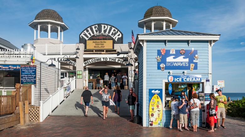 The pier at Old Orchard Beach with shops and ice cream