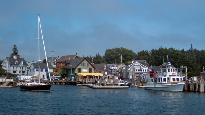 Looking at Port Clyde's harbor from the water