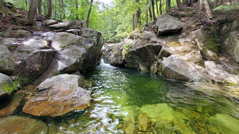 Cold clear water at Rattlesnake Pool near Stow, Maine