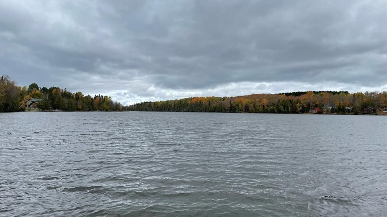 A view across Echo Lake in Aroostook State Park, Maine on an autumn day