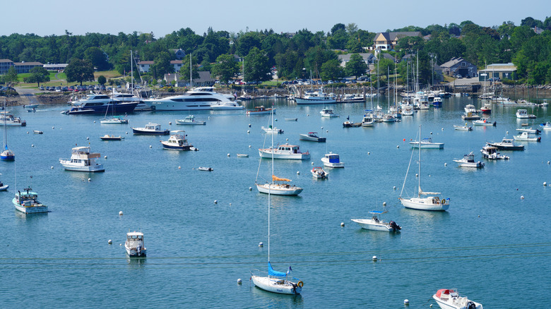Northeast Harbor, Maine landscape dotted with boats
