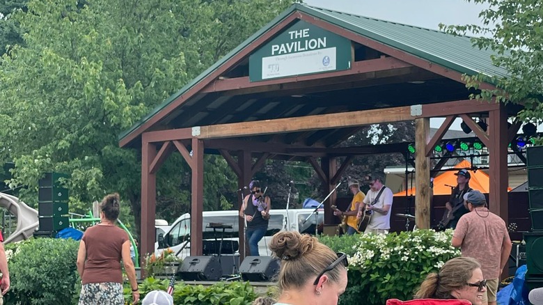 Musicians performing during a festival in Lisbon, Maine