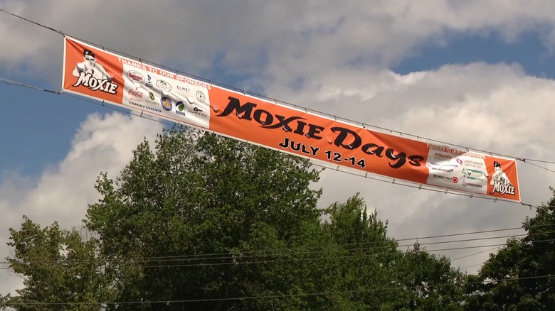 A banner for Moxie Days in Lisbon, Maine