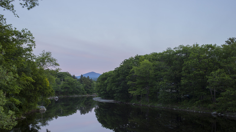 Sugarloaf Mountain looming over Carrabassett River