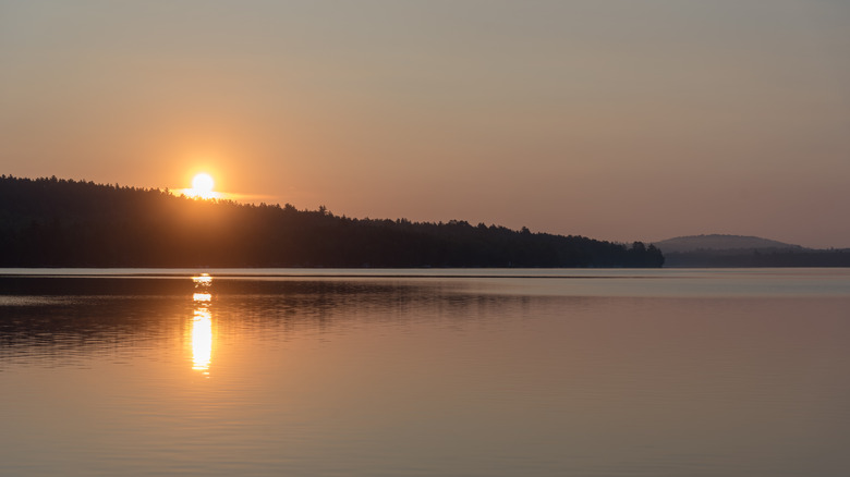 Sun rise on Sebec lake in Maine