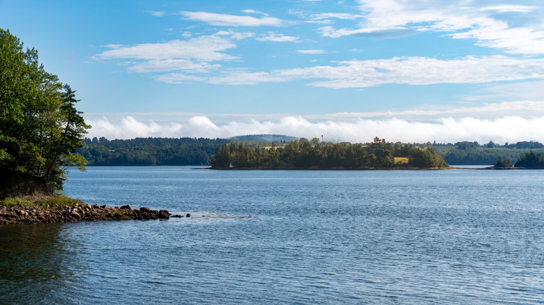 View of Saint Croix Island Historical Site in summer