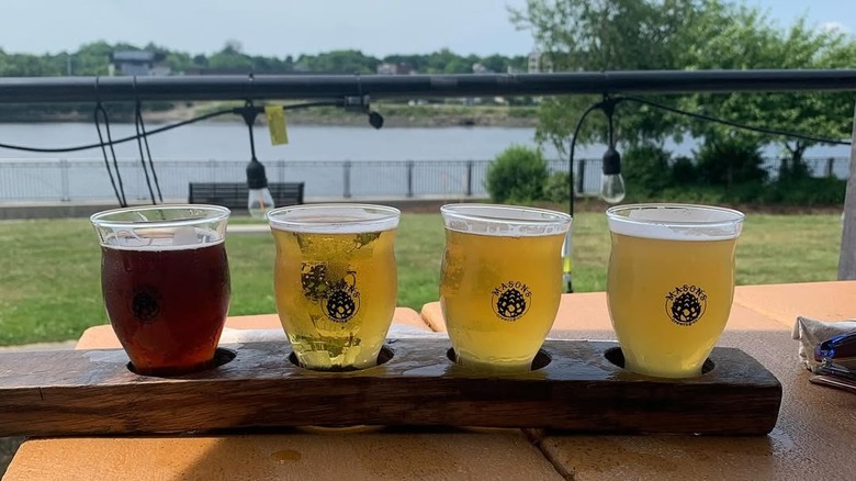 Beer samples at Mason's Brewing Company in Brewer, Maine