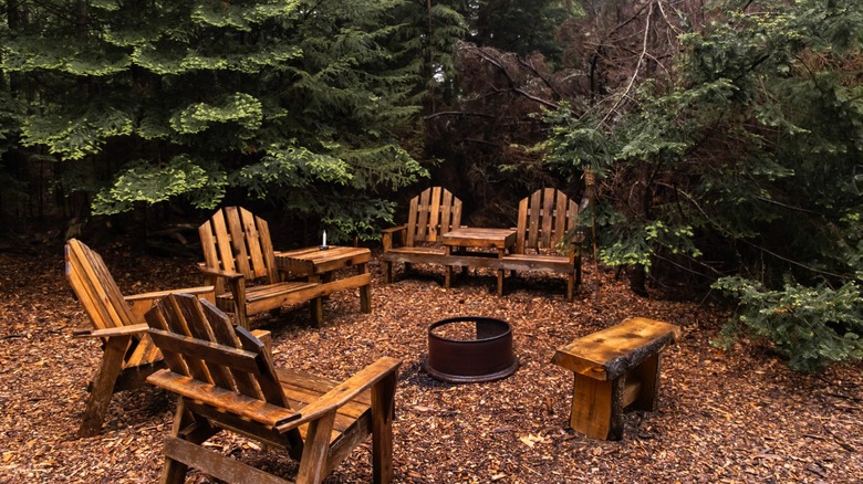 Peaceful seating area at a Maine campsite