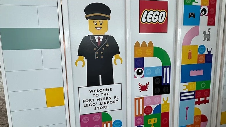 Colorful, branded doors at the LEGO store at Southwest Florida International Airport.