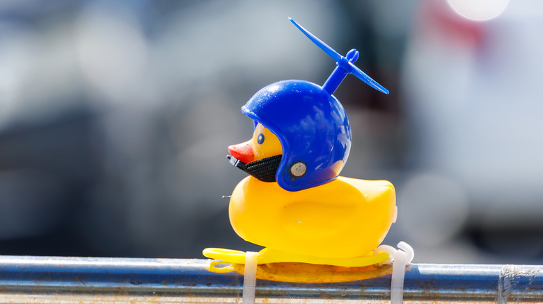 Rubber duck on a cruise ship railing