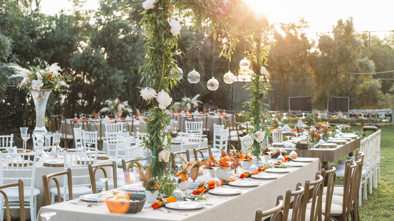 Outside wedding reception
