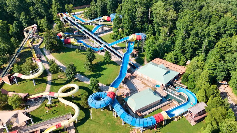 Overhead view of the Mammoth water coaster at Holiday World & Splashin' Safari in Santa Claus, Indiana