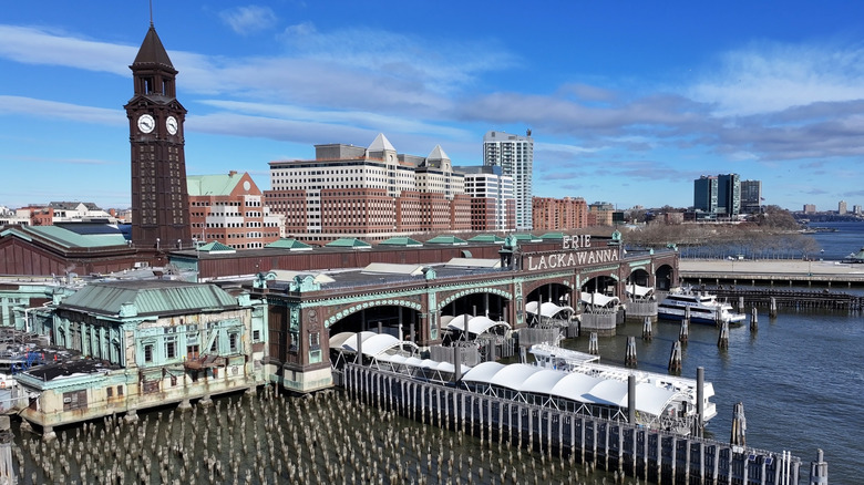 The Hoboken Lackawanna terminal with a view of the clock tower