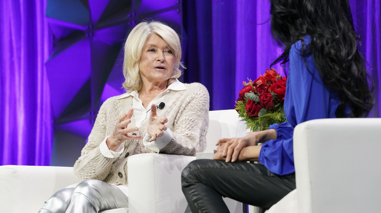Martha Stewart seated on stage at the Boston Convention and Exhibition Center