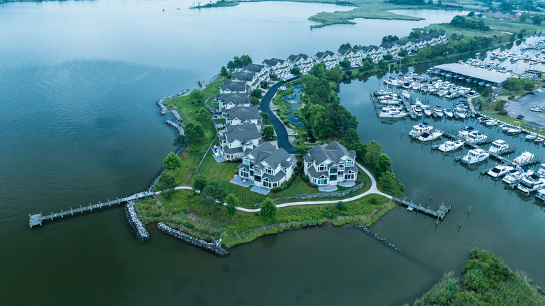 Aerial view of Kent Narrows waterfront, Maryland