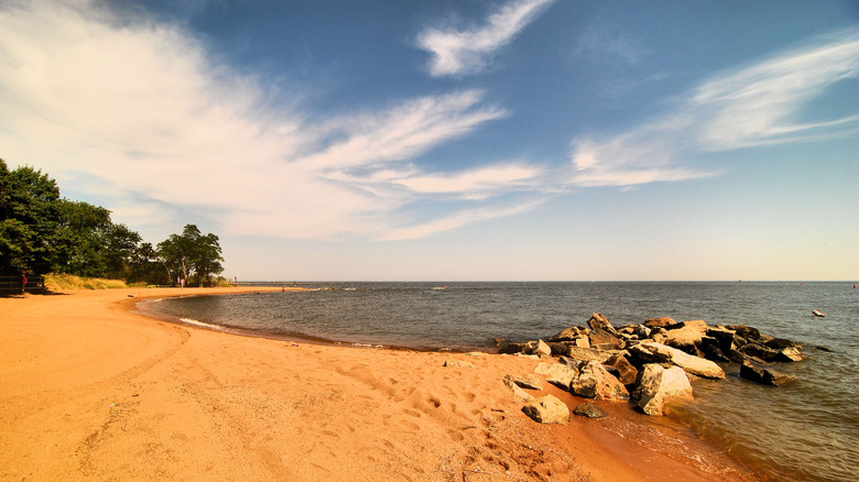 Beach at Sandy Point State Park in Maryland