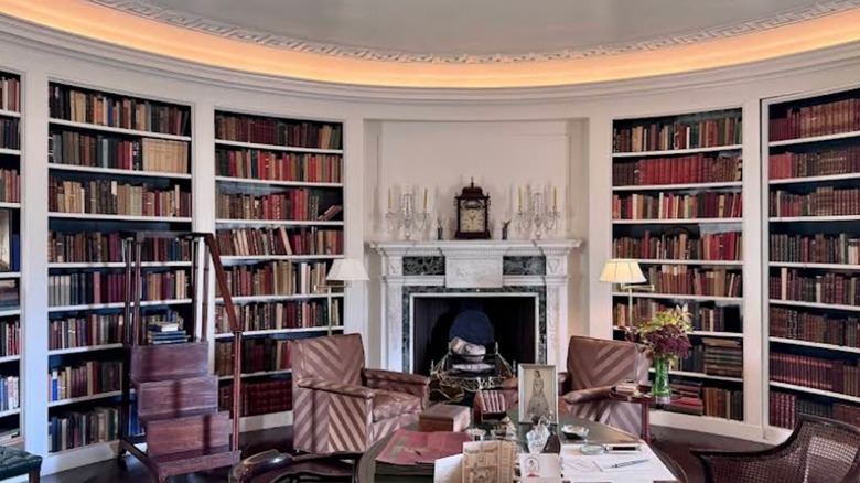 The English-style library inside the Manor House at Ladew Topiary Gardens