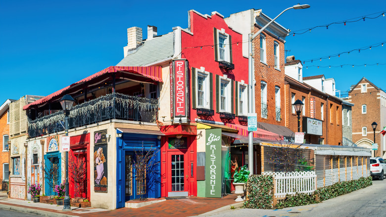 Colorful buildings in Little Italy, Baltimore