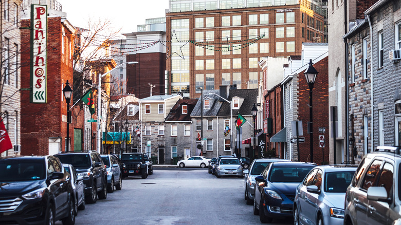 Streets with cars in Little Italy, Baltimore