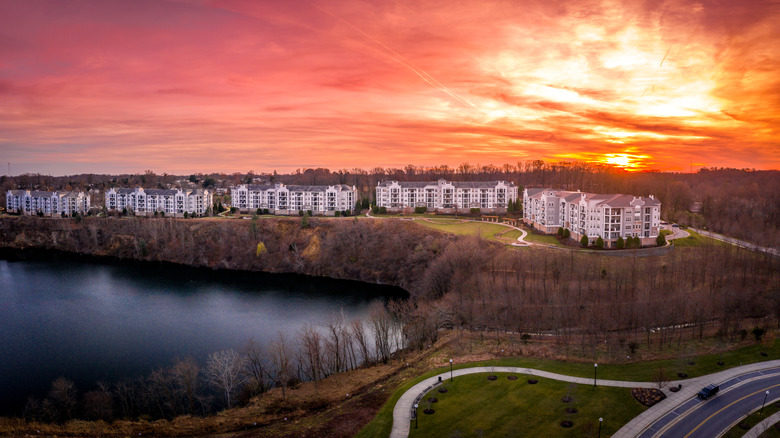 Quarry Lake at Greenspring in Maryland at sunset