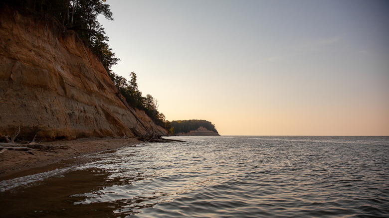 Calvert Cliffs State Park beach at sunset