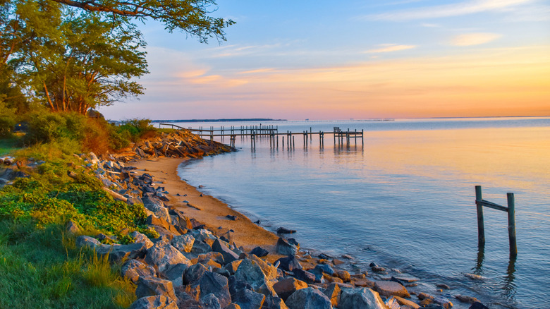 A picturesque view looking out toward the water from Tilghman Island