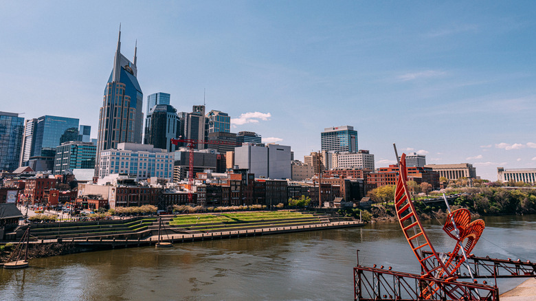 View of downtown Nashville as seen from across the Cumberland River