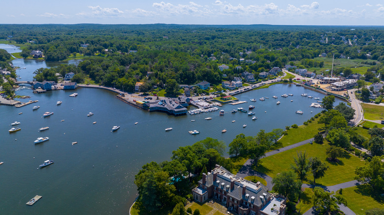 Aerial view of Cohasset Cove in the town of Cohasset, Massachusetts