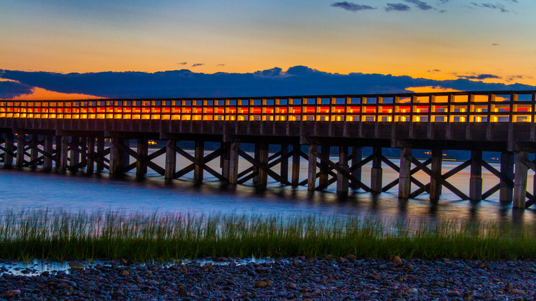 Powder Point Bridge in Duxbury, Massachusetts at sunset